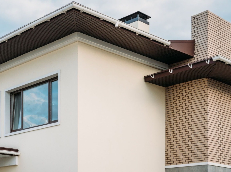 Gutters on the outside of a home.