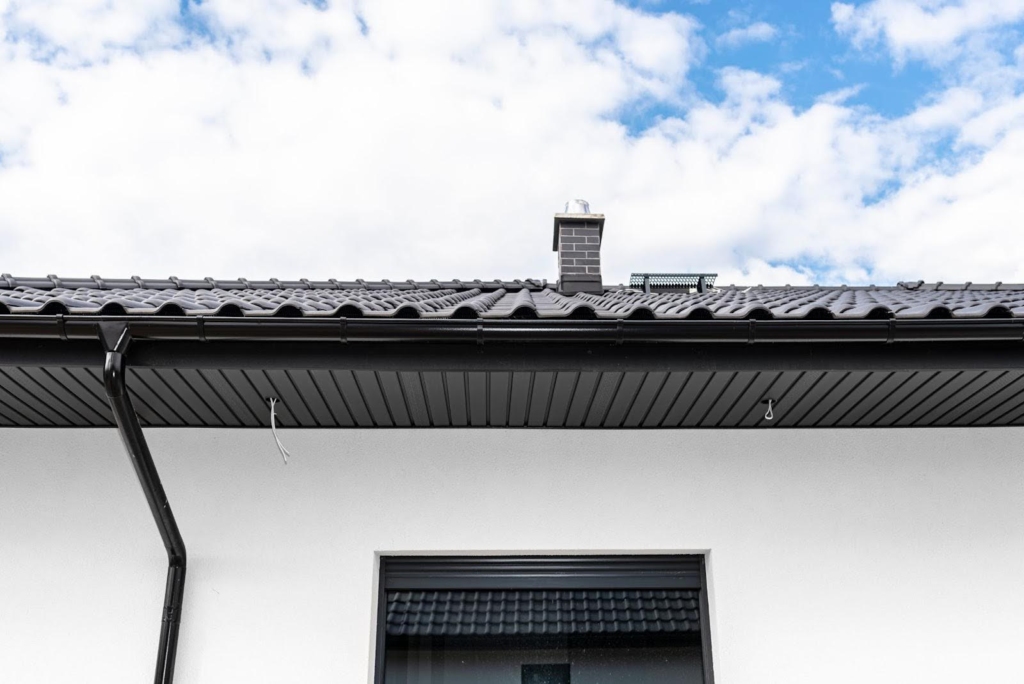 Gutters on the outside of a home. 
